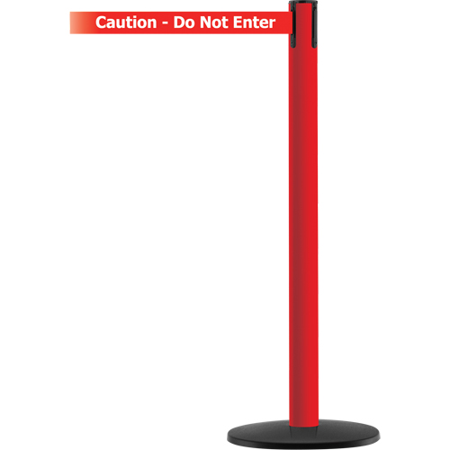 Advance TensaBarrier&reg; Barrier Post, Steel, 36" H, White/Red Tape, 7.5' Tape Length NTL Industrial