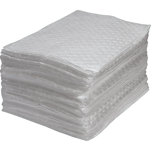 Premium Fine Fiber Sorbent Pads, Oil Only, 15" x 17", 25 gal. Absorbancy NTL Industrial