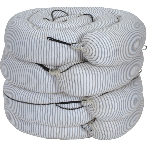 Barrage absorbant de premi&egrave;re qualit&eacute;, Universel, 10' lo x 8" la, Absorption 70 gal., 4 /pqt NTL Industrial