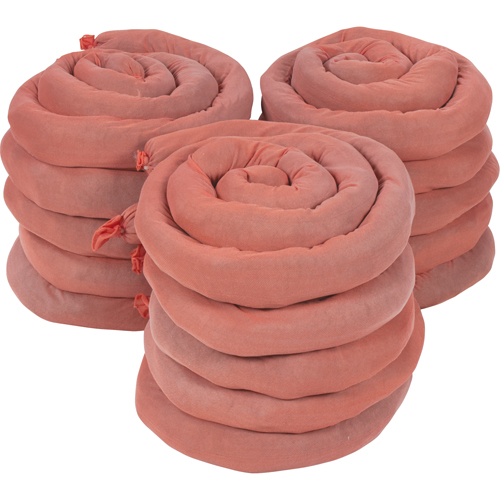 Remblais tubulaires absorbants, Mati&egrave;res dangereuses, Absorption 50 gal., 3" la x 8' lo, Pqt de 15 NTL Industrial