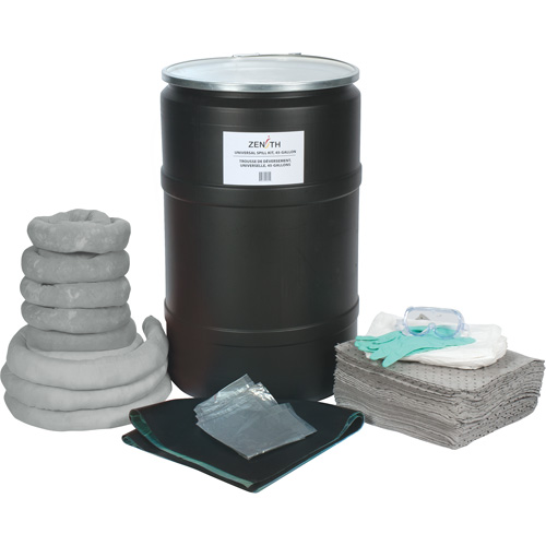 Trousse de lutte contre les d&eacute;versements, Universel, Baril, Absorbance de 55 gal. US NTL Industrial
