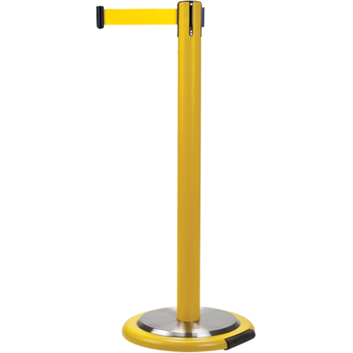Free-Standing Crowd Control Barrier, Steel, 35" H, Yellow Tape, 7' Tape Length NTL Industrial