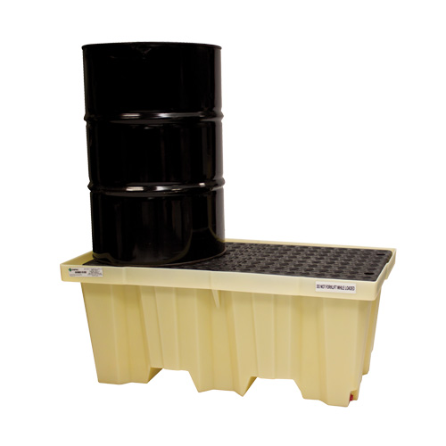 Palettes Poly-Spillpallet emboîtables sans drain pour 2 barils, Capacit&eacute; de d&eacute;versement 66 gal. US, 51" x 26" x 21" NTL Industrial