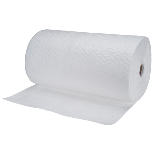 Industrial-Grade Fine Fibre Sorbent Rolls, Heavyweight, 150' L x 30" W, 70 gal. Absorbancy NTL Industrial