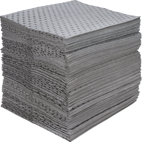 Feuilles absorbantes en fibres fines de calibre industriel, Universel, 15" x 17", 40 gal. d'absorption NTL Industrial