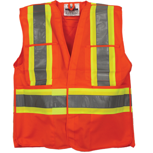 Traffic Safety Vest, High Visibility Orange, 2X-Large/3X-Large, Polyester NTL Industrial