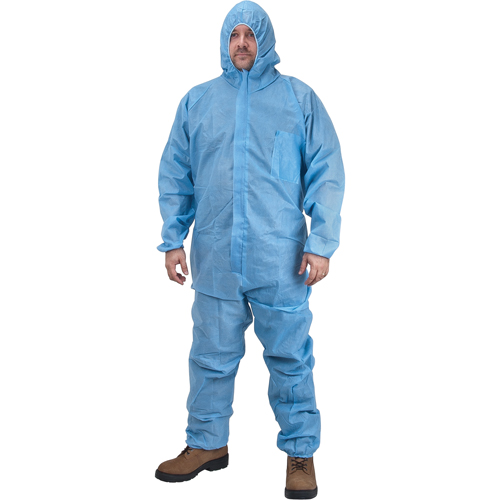 Premium Hooded Coveralls, Medium, Blue, Polypropylene NTL Industrial