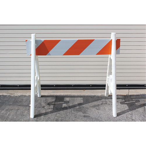 Barricades, En A, 96" lo x 40" h, Orange/Blanc NTL Industrial
