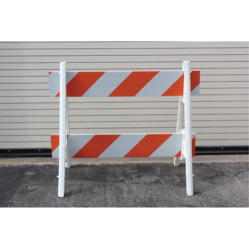Barricades, En A, 72" lo x 40" h, Orange/Blanc NTL Industrial