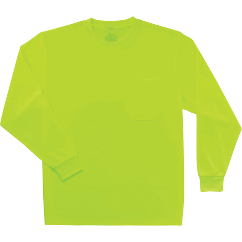 GloWear 8091 Non-Certified Long Sleeve T-Shirt, Polyester, Small, High Visibility Lime-Yellow NTL Industrial