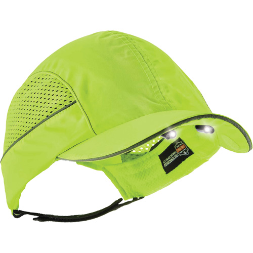 Skullerz&reg; 8960 Short Brim Bump Cap with LED Lighting, High Visibility Lime Green NTL Industrial