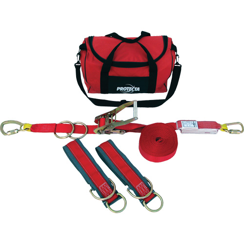 PRO-Line Temporary Horizontal Lifeline System, 60', Web, Swivel NTL Industrial