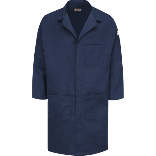 Excel FR&reg; ComforTouch&reg; Lab Coat, Cotton, Large, Navy Blue NTL Industrial