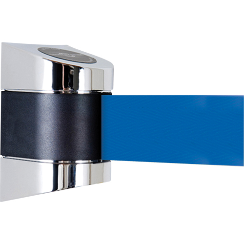 TensaBarrier&reg; Wall Mounted Units, Plastic, Screw Mount, 15', Blue Tape NTL Industrial