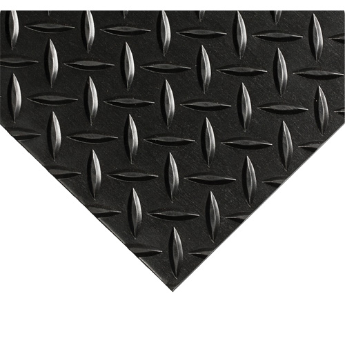 Diamond-Plate Switchboard Matting No.701, 2' W x 3' L, 1/4" Thickness, Black, PVC NTL Industrial