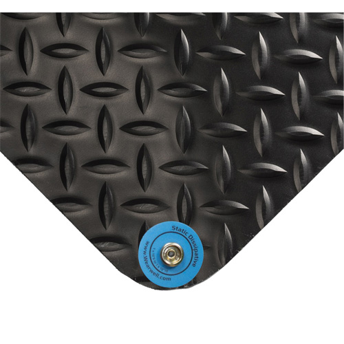 Electrically Conductive Mat No.786, 3' W x 75' L x 15/16" T, PVC, Diamond, Black NTL Industrial