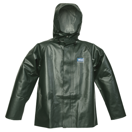 Journeyman Chemical Resistant Rain Jacket, Small, Green, Polyester/PVC NTL Industrial