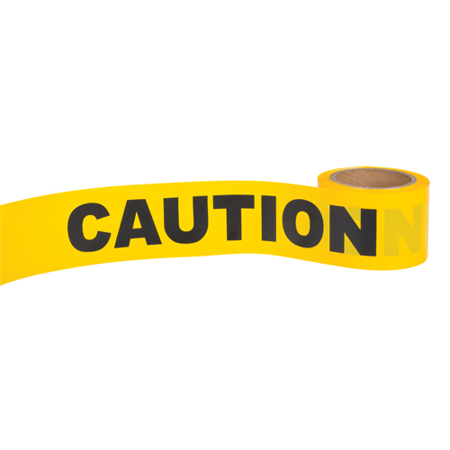 "Caution" Barricade Tape, English, 3" W x 300' L, 1.5 mils, Black on Yellow NTL Industrial