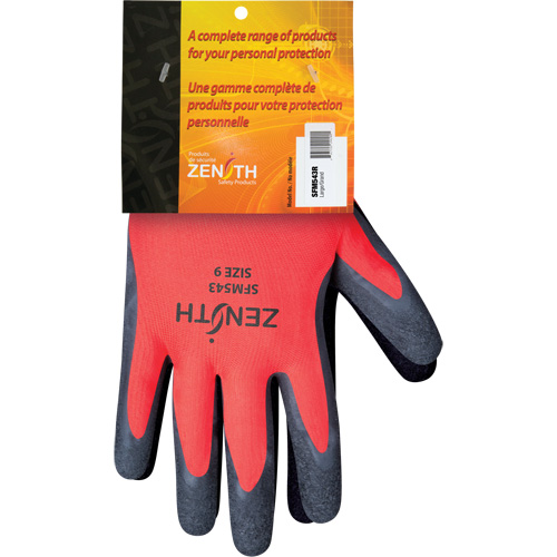Coated Gloves, 9, Rubber Latex Coating, 13 Gauge, Polyester Shell NTL Industrial