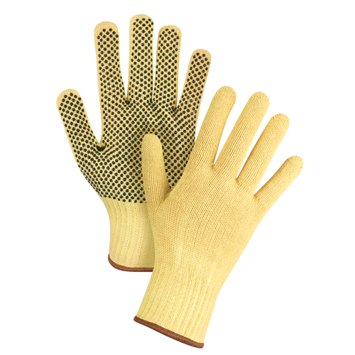 Gants tricot&eacute;s sans couture &agrave; pois, Taille Grand/9, Calibre 7, Rev&ecirc;tement PVC, Enveloppe en Kevlar, ASTM ANSI niveau A2/EN 388 niveau 3 NTL Industrial