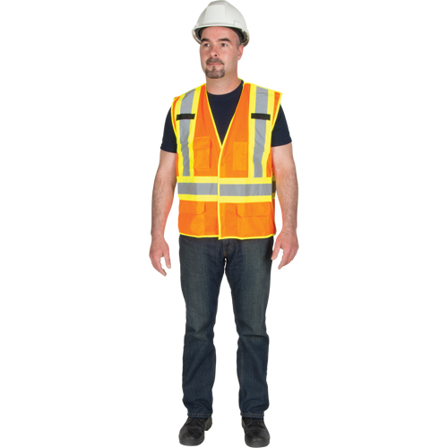 Veste de s&eacute;curit&eacute; d&eacute;tachable en cinq points de premi&egrave;re qualit&eacute;, Orange haute visibilit&eacute;, Grand/T-Grand, Polyester NTL Industrial