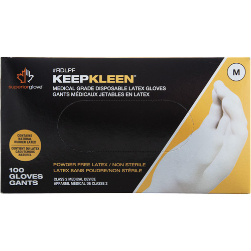 KeepKleen&reg; Disposable Medical Exam Grade Gloves, Large, Latex, 5-mil, Powder-Free, White, Class 2 NTL Industrial