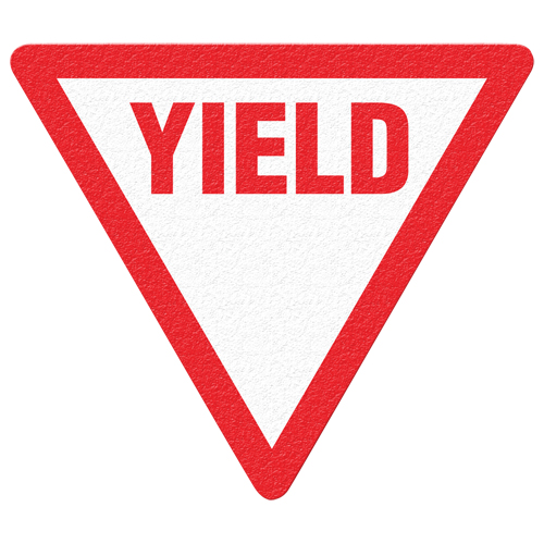 "Yield" Floor Sign, Adhesive, English with Pictogram NTL Industrial
