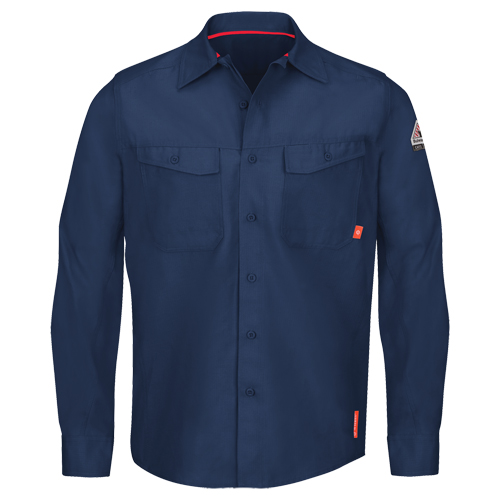 IQ Endurance&reg; Men's Work Shirts, Small, Navy Blue NTL Industrial