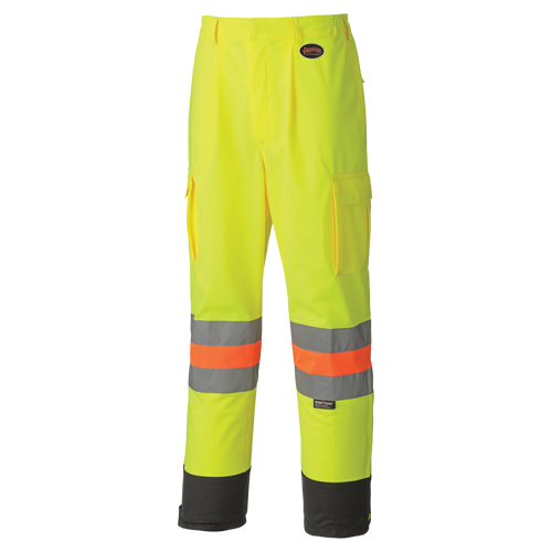 6009 Breathable Traffic Safety Pants, Polyester, X-Small, High Visibility Lime-Yellow NTL Industrial
