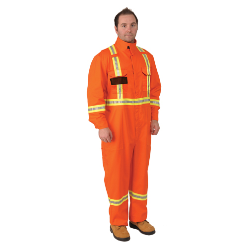 Firewall FR&reg; Striped Coveralls, Size Small, Orange NTL Industrial