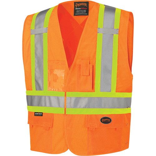 134 Safety Vest, High Visibility Orange, Large/X-Large, Polyester NTL Industrial