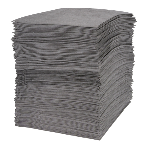 Feuilles absorbantes souffl&eacute;es de premi&egrave;re qualit&eacute;, Universel, 15" x 18", 30 gal. d'absorption NTL Industrial