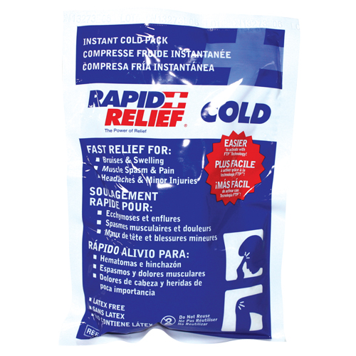 Compresse froide instantan&eacute;e Rapid Relief, Froid, Utilisation unique, 5" x 9" NTL Industrial