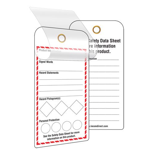 &eacute;tiquettes SGH auto-plastifiantes pour le milieu de travail, Papier cartonn&eacute;, 3" la x 6" h, Anglais NTL Industrial