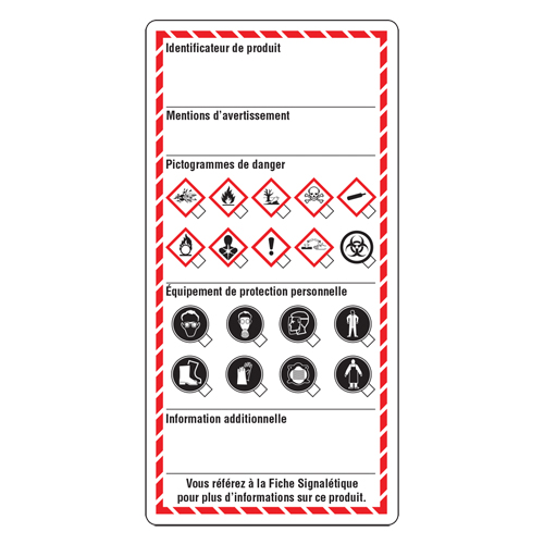 &eacute;tiquettes pour le milieu de travail, Papier cartonn&eacute;, 3" la x 6" h, Français NTL Industrial