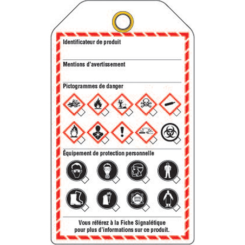 &eacute;tiquettes pour le milieu de travail, Papier cartonn&eacute;, 3-3/8" la x 5-3/4" h, Français NTL Industrial