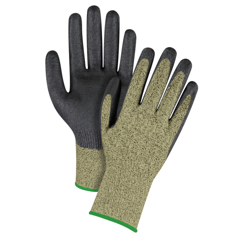 Gants &eacute;lastiques sans coutures r&eacute;sistants &agrave; la coupe noir & jaune, Taille Moyen/8, Calibre 13, Rev&ecirc;tement Mousse de nitrile, Enveloppe en Aramide, ASTM ANSI niveau A6 NTL Industrial