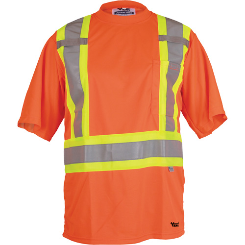 Viking&reg; Safety T-Shirt, Polyester, Small, High Visibility Orange NTL Industrial