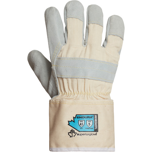 Gants r&eacute;sistant aux coupures Endura, Moyen, Paume en Cuir refendu NTL Industrial