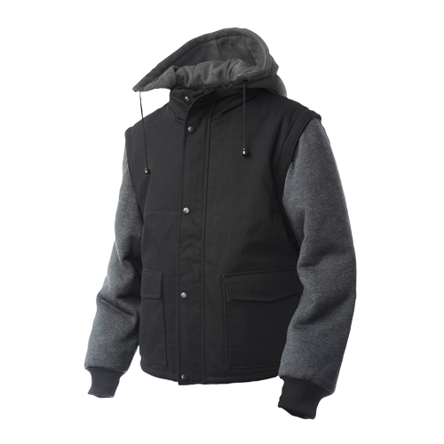 Manteau avec manches &agrave; fermeture &agrave; glissi&egrave;re, Hommes, Grand, Noir NTL Industrial