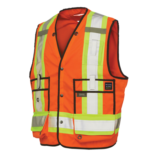 Surveyor Safety Vest, High Visibility Orange, Large, Polyester NTL Industrial