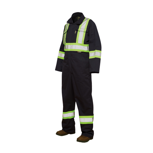 Unlined Safety Coveralls, Large, Navy Blue NTL Industrial
