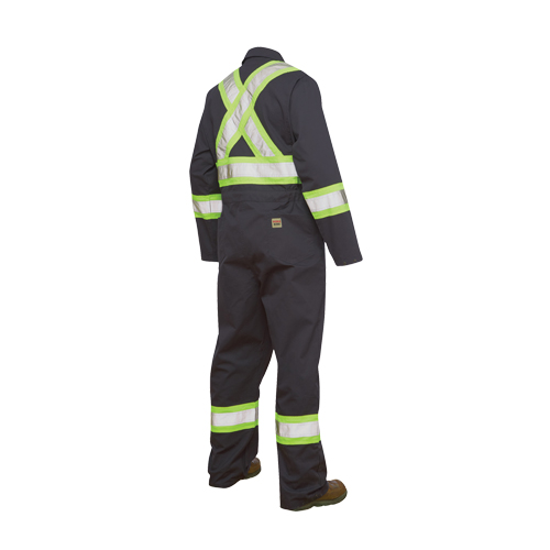 Unlined Safety Coveralls, Large, Navy Blue NTL Industrial