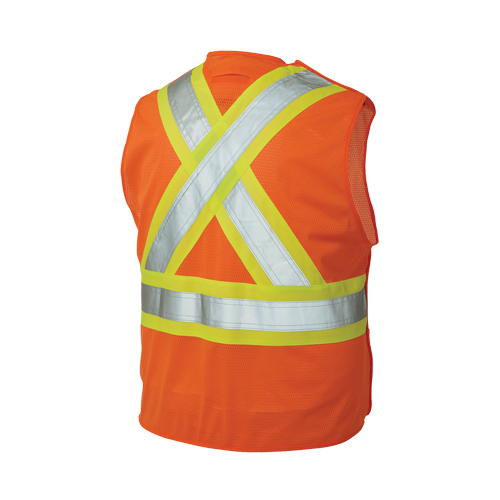 5-Point Tearaway Safety Vest, High Visibility Orange, Large/X-Large, Polyester NTL Industrial