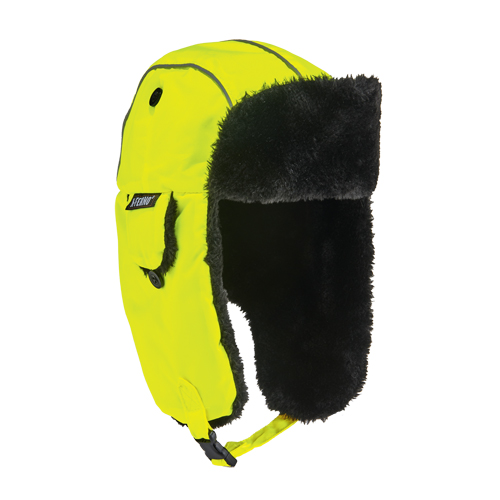 N-Ferno&reg; 6802 Classic Trapper Hat, Synthetic Fur Lining, Medium/Small, High-Visibility Lime Green NTL Industrial