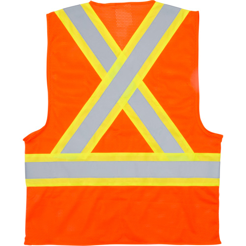 Traffic Safety Vest, High Visibility Orange, Large, Polyester NTL Industrial