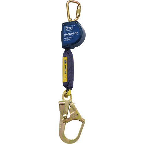 Cordage de s&eacute;curit&eacute; autor&eacute;tractable allong&eacute; Nano-Lok, 9', Polyester/Sangles, Pivotant NTL Industrial