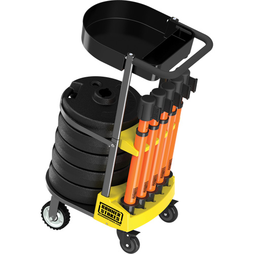 PLUS Barrier Post Cart Kit with Tray, 75' L, Metal, Orange NTL Industrial