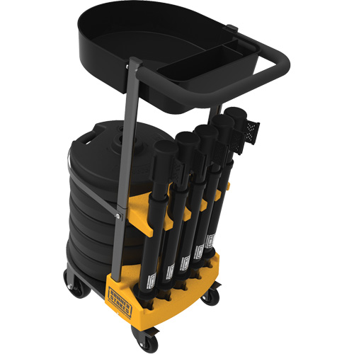 PLUS Barrier Post Cart Kit with Tray, 75' L, Metal, Black NTL Industrial