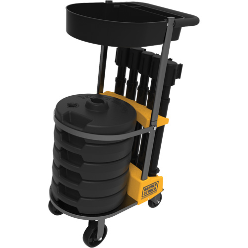 PLUS Barrier Post Cart Kit with Tray, 75' L, Metal, Black NTL Industrial